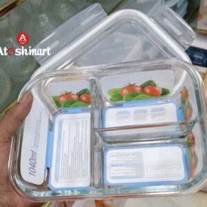 Divided Glass Lunch Box Set with Lid